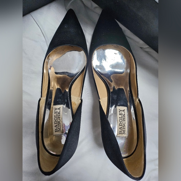 Badgley Mischka Satin Pumps 8.5 rhinestone heel - Picture 8 of 15